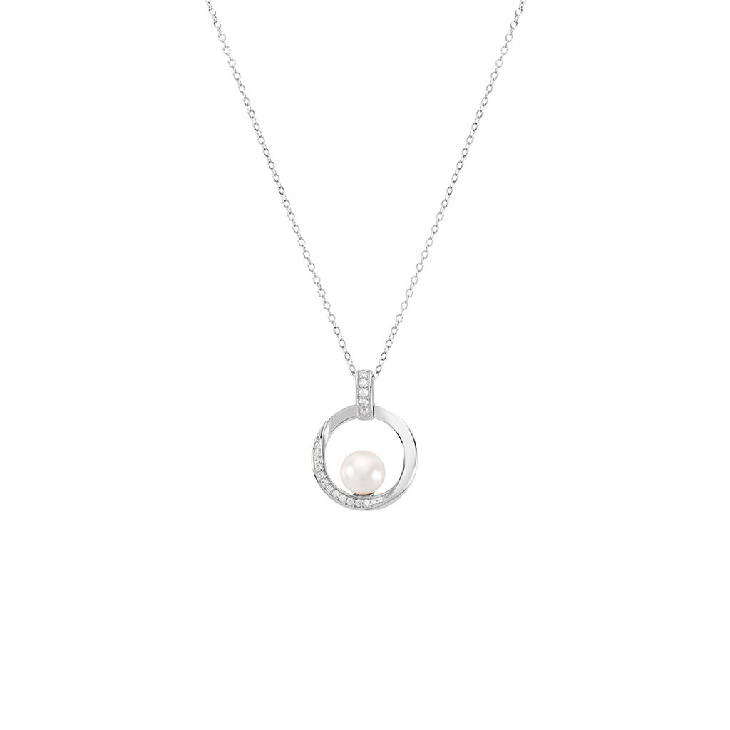 Eternita Damen Collier Silber 925 Zuchtperle Wei&szlig; 3,34 ct Kreis