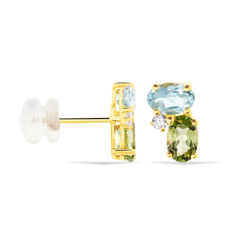 Damen Ohrstecker Gold 375 Peridot Grün 2,13ct Oval Layla 1  - Ohrstecker Damen | OROVIVO