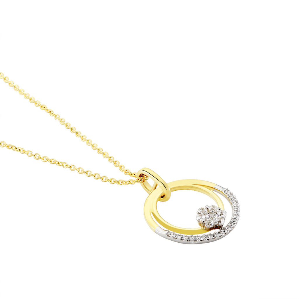 SIMA Damen Collier Gold 375 (9 Karat) Zirkonia Weiß Kreis - Halsketten Damen | OROVIVO