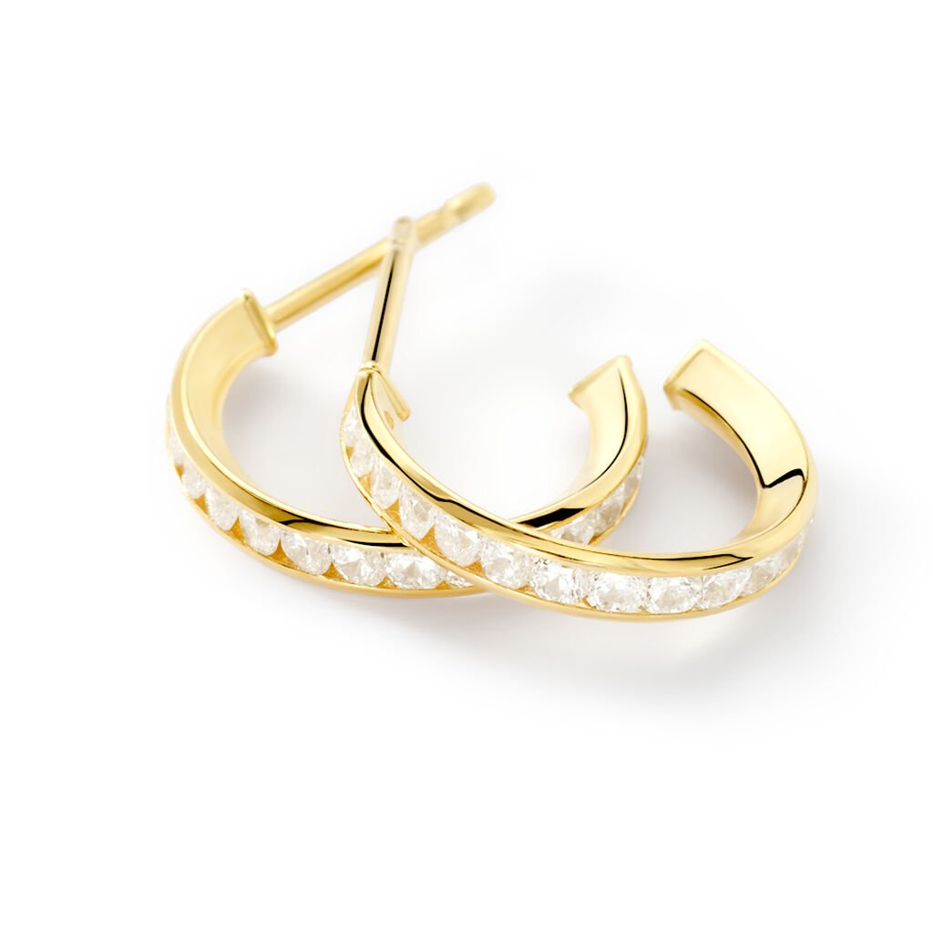 Annia Damen Ohrstecker Gold 375 (9 Karat) Zirkonia Wei&szlig;