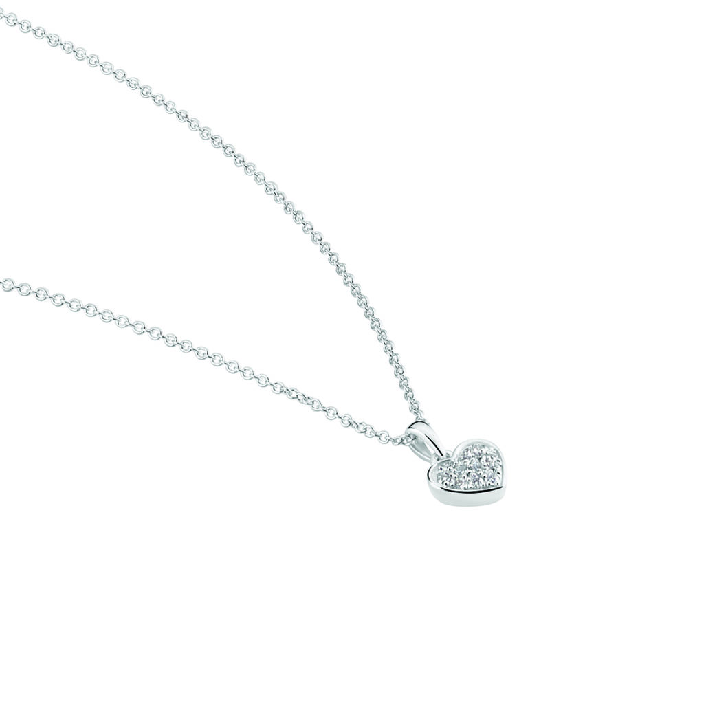 Damen Collier Weißgold 375 Diamant 0,05ct Herz Aba - Halsketten Damen | OROVIVO