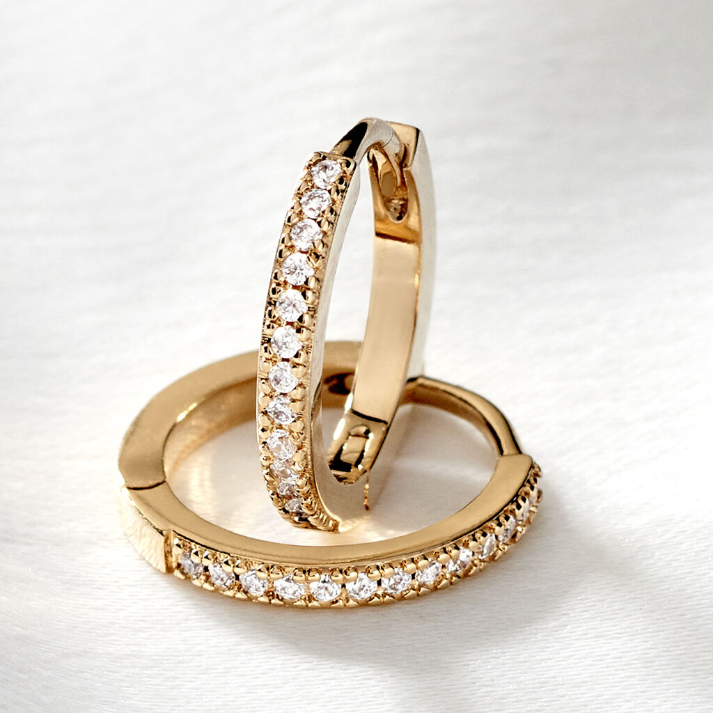 Damen Creolen Vergoldet Zirkonia Wei&szlig; 0,26 ct