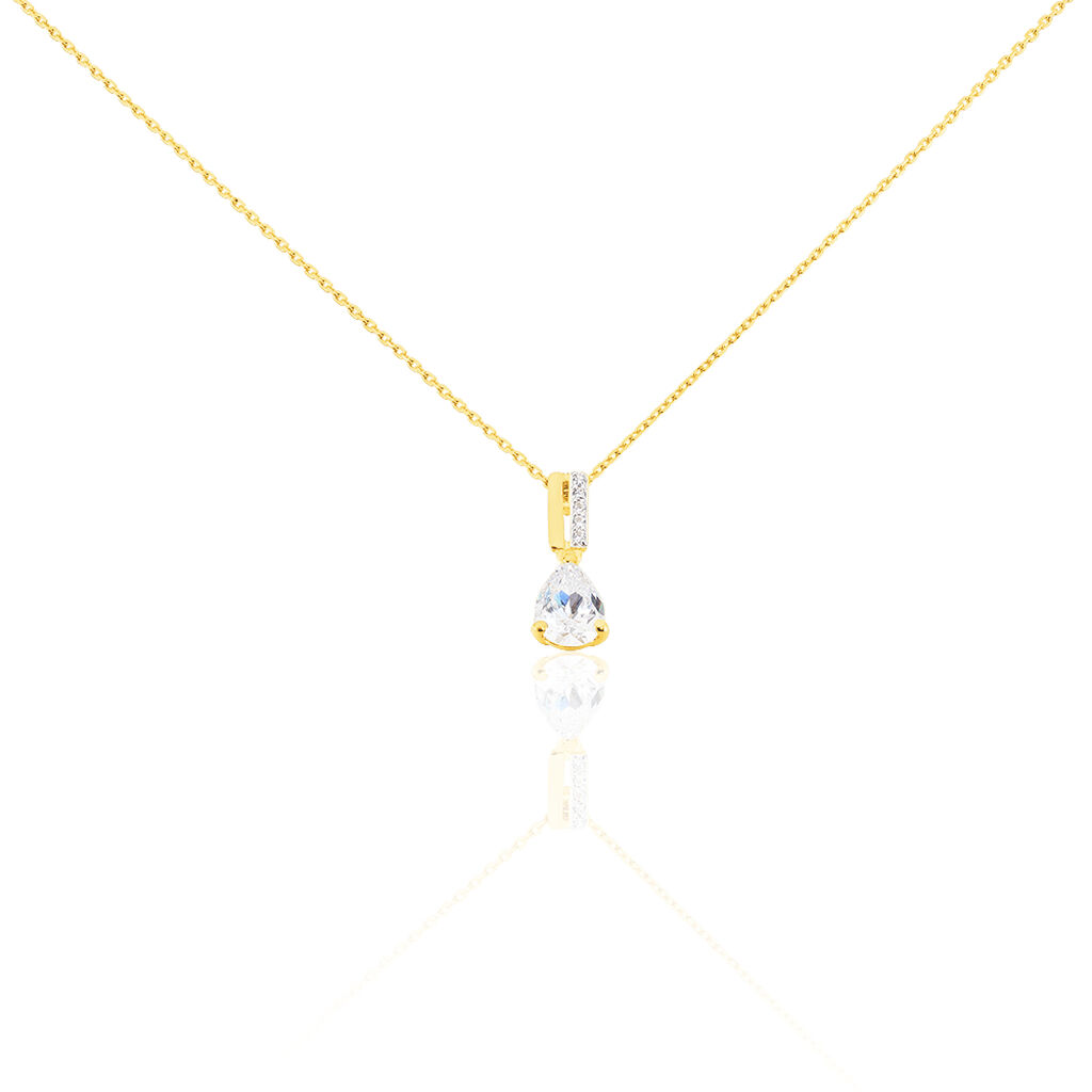 Thumbnail - CLARY Damen Collier Gold 375 (9 Karat) Zirkonia Weiß Barren, Collier mit Stein