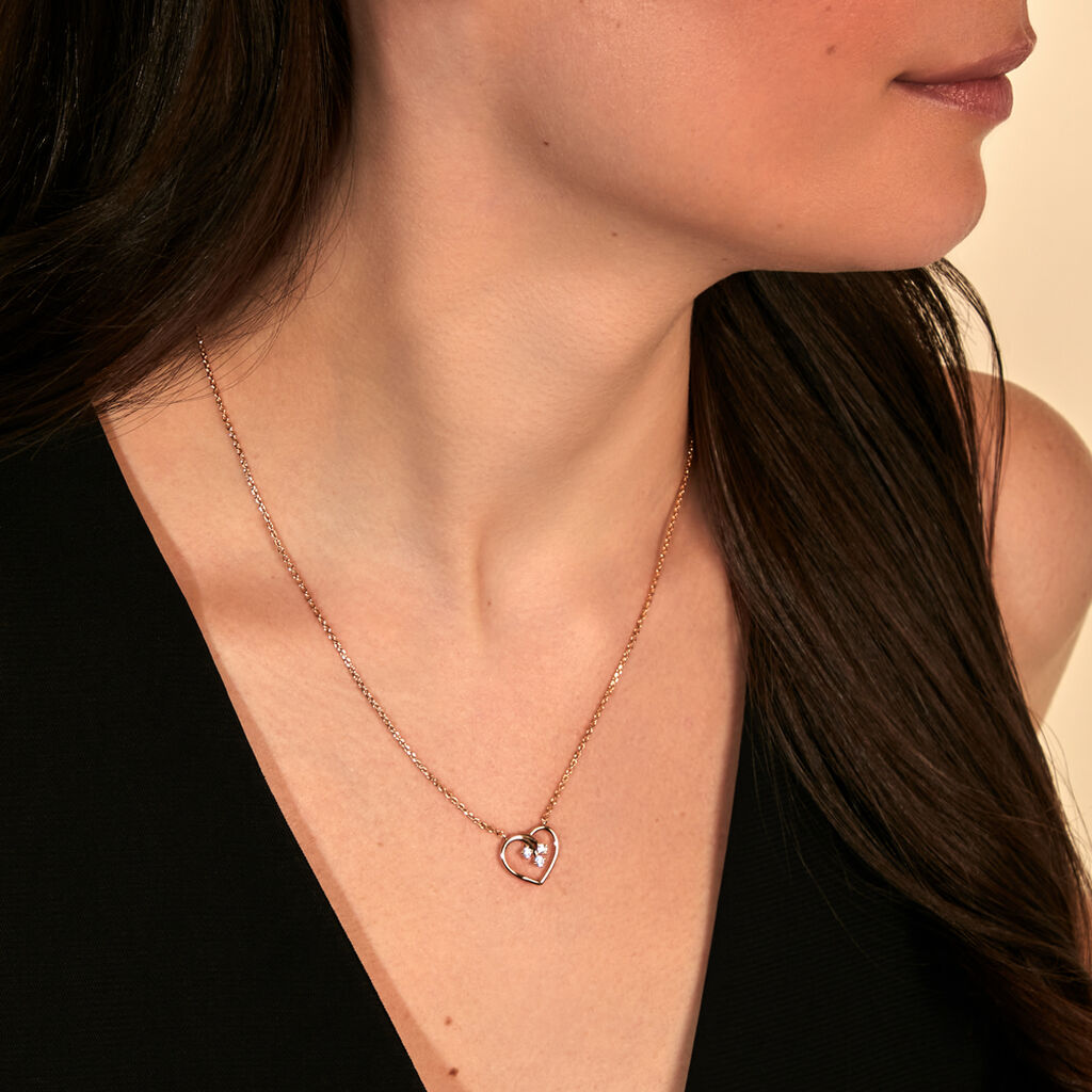 MOLLY Damen Collier Vergoldet Zirkonia Wei&szlig; Herz