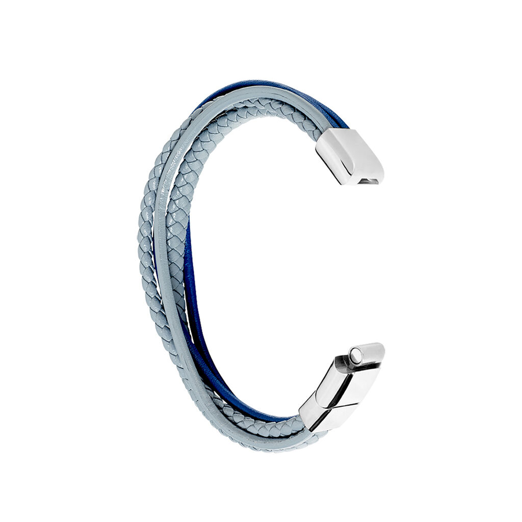Herren Lederarmband Edelstahl Blau - Armbänder Herren | OROVIVO