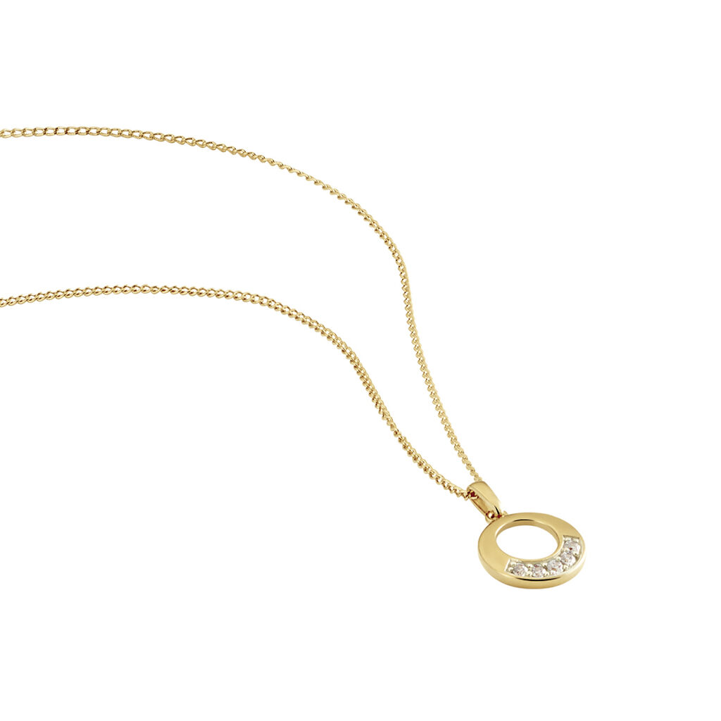 BENDY Damen Collier Vergoldet Zirkonia Wei&szlig; Kreis