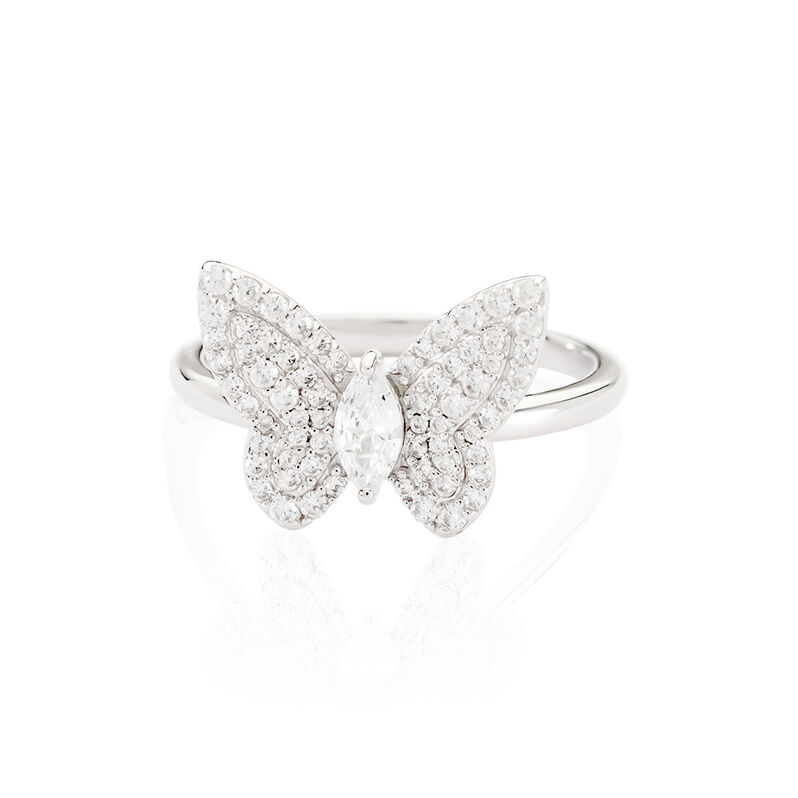 SUNA Damen Ring Silber 925 Zirkonia Weiß 0,34 ct Schmetterling - Ringe mit Stein Damen | OROVIVO