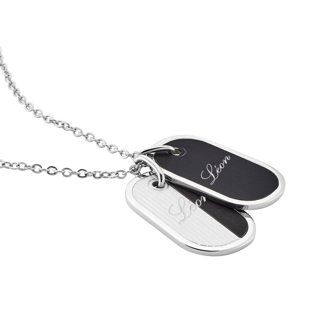 Herren Halskette Edelstahl Schwarz Dog Tag - Halsketten Herren | OROVIVO