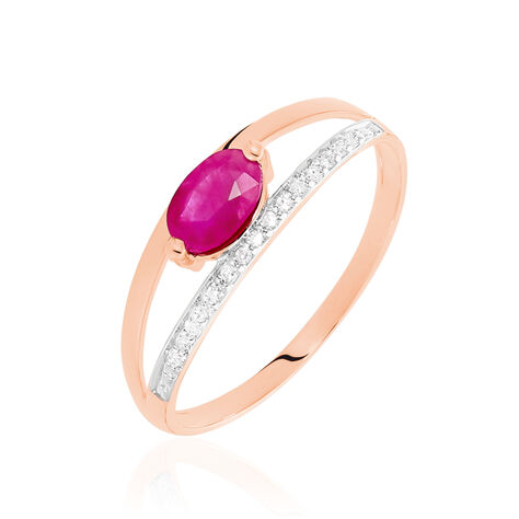 Damenring Roségold 375 Rubin Diamanten 0,06ct - Solitärringe Damen | OROVIVO