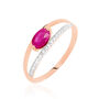 Damenring Roségold 375 Rubin Diamanten 0,06ct
