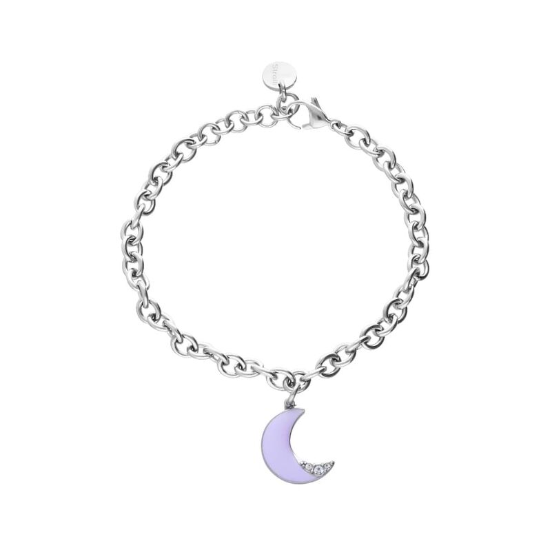 Bracciale con pendente luna lilla in acciaio e strass - Spannringe Damen | OROVIVO