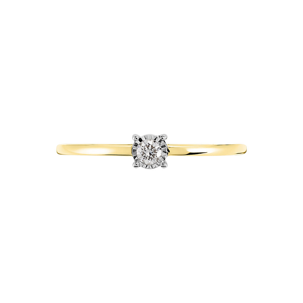 Damen Ring Gold 375 Diamant 0,07ct Viereck Illusion Pastille  - Ringe mit Stein Damen | OROVIVO