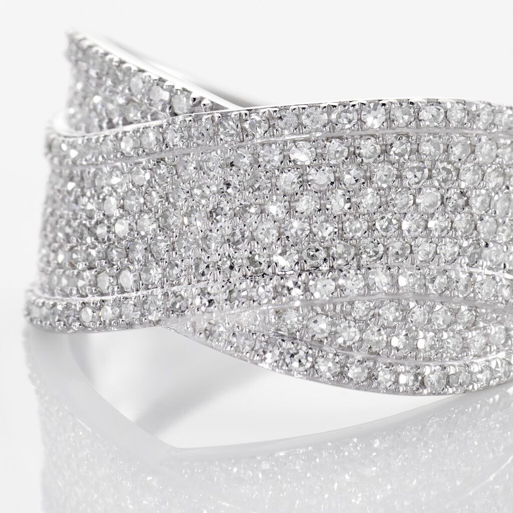 Cocktailring Weißgold 375 Diamant 0,699ct gekreuzt Elyne - Ringe mit Stein Damen | OROVIVO
