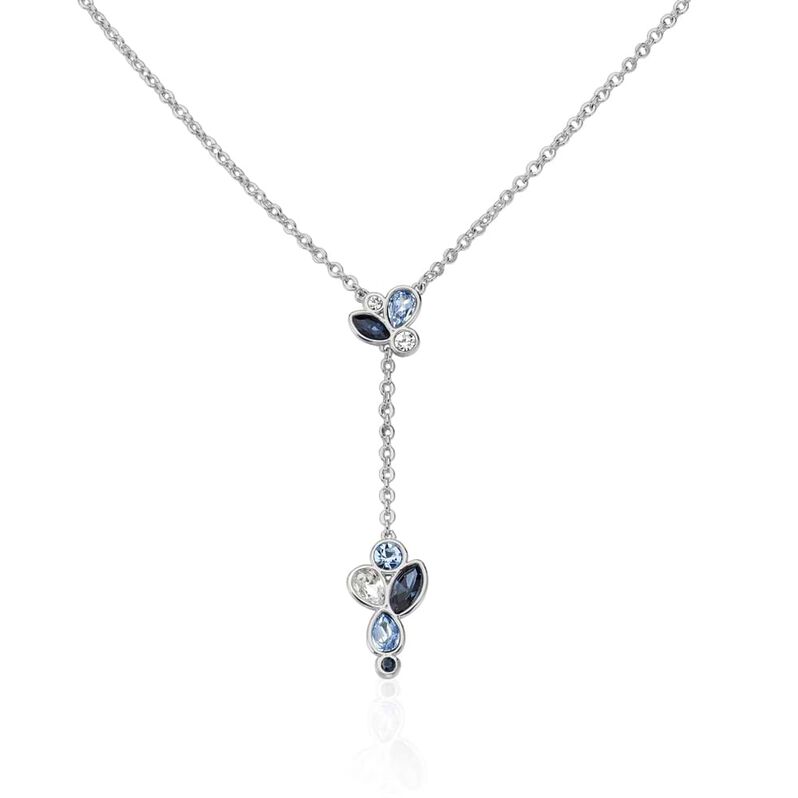 Collana con pendente in metallo rodiato e pietre colore blu - Spannringe Damen | OROVIVO