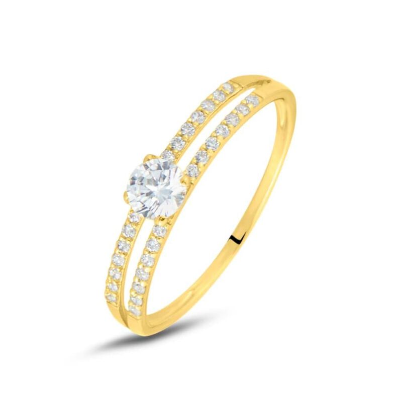 Anello Solitario Claire Oro Giallo Cubic Zirconia - Spannringe Damen | OROVIVO