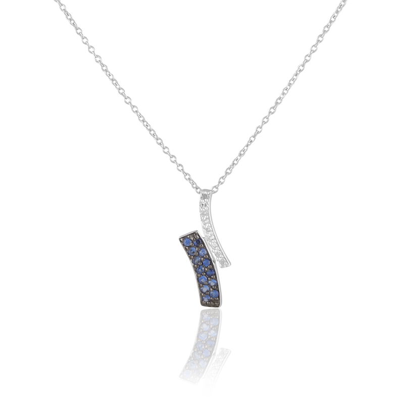 Collier Lilea Or Blanc Saphir Et Diamant - Spannringe Damen | OROVIVO