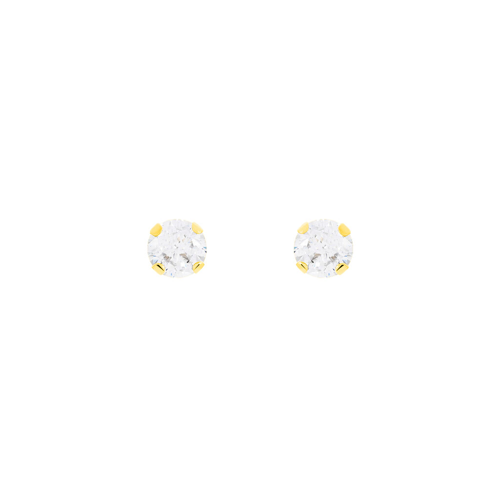 QAITLIN Damen Ohrstecker Gold 375 (9 Karat) Zirkonia Wei&szlig; 0,16 ct Kreis