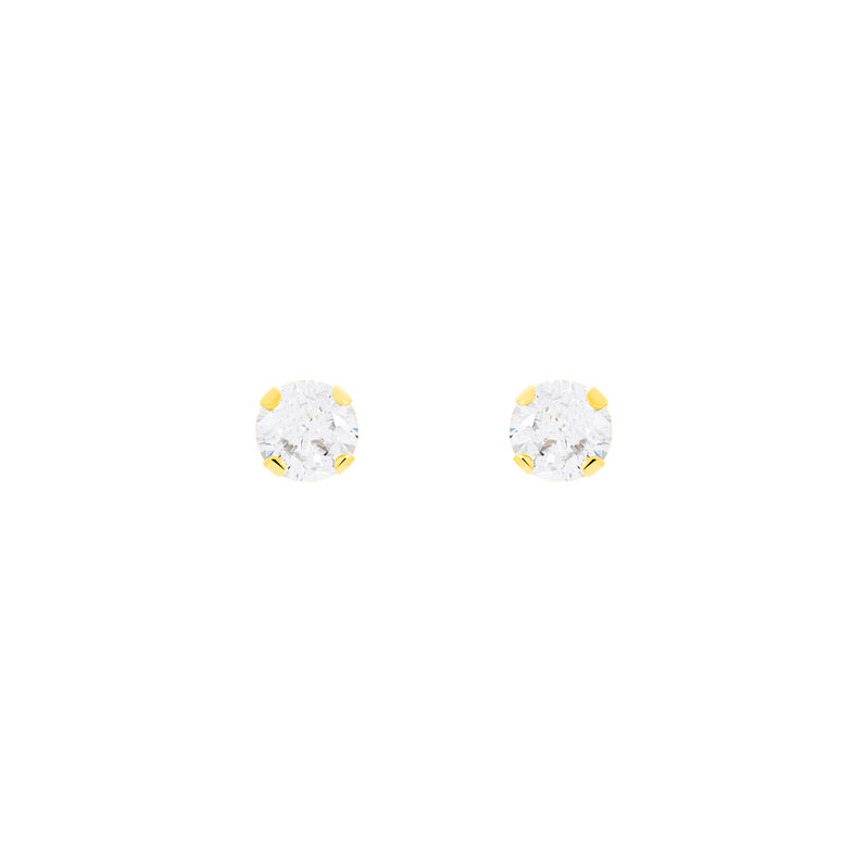 QAITLIN Damen Ohrstecker Gold 375 (9 Karat) Zirkonia Wei&szlig; 0,16 ct Kreis - Ohrstecker Damen | OROVIVO