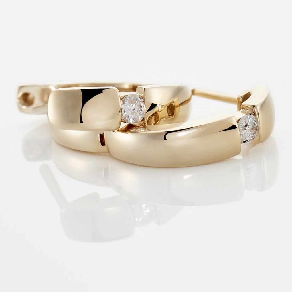 Valencia Damen Creolen Gold 375 (9 Karat) Diamant Wei&szlig; 0,07 ct Kreis