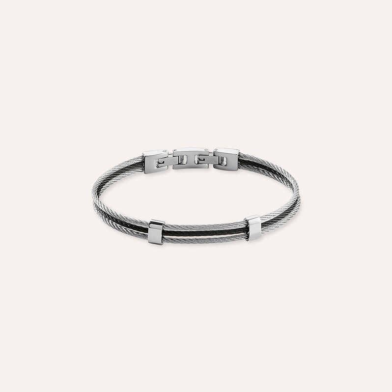 Bracciale Man Code Acciaio Bicolore Bianco / Nero - Spannringe Unisex | OROVIVO