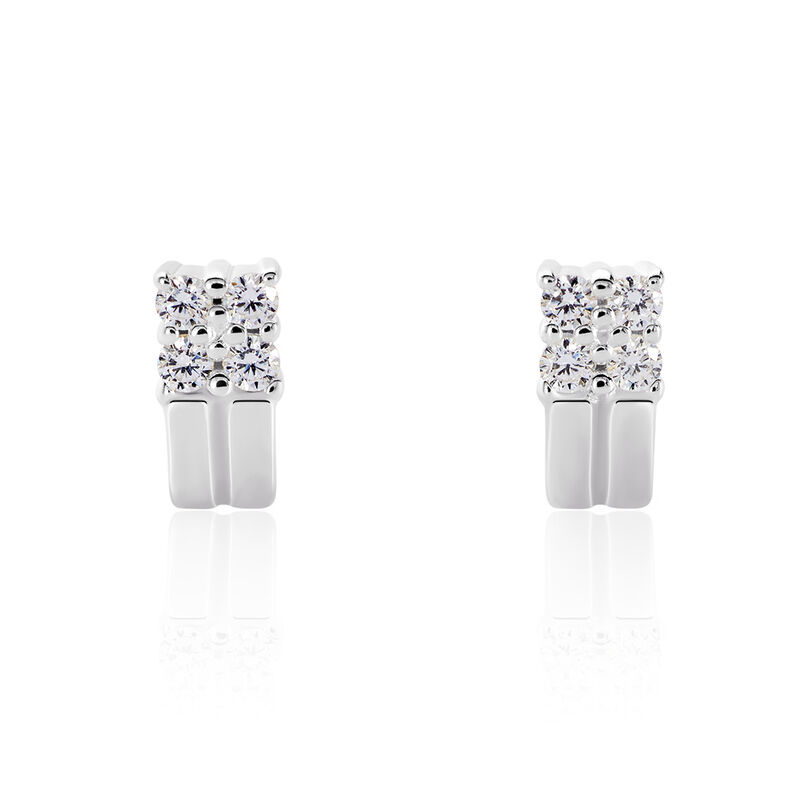 CADENCE Damen Ohrstecker Silber Silber 925 Zirkonia Weiß - Ohrstecker Damen | OROVIVO