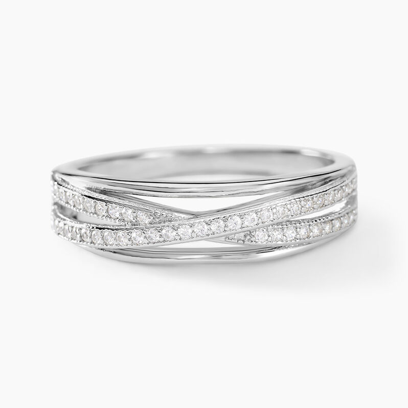 Bague Urpa Argent Blanc Oxyde De Zirconium - Spannringe Damen | OROVIVO