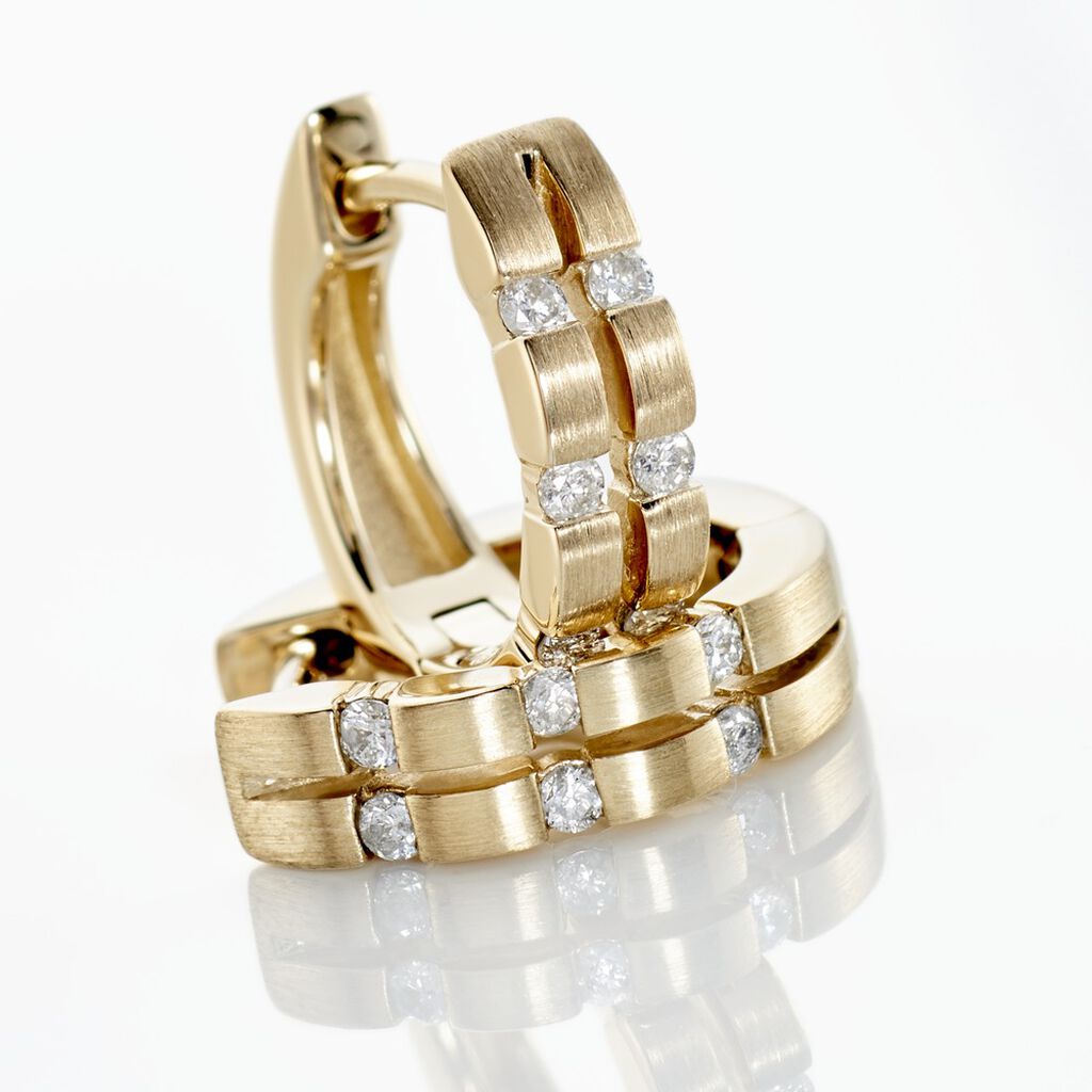 Damen Creolen Gold 375 Diamant 0,17ct Ambre 13,25mm 13,25mm  - Creolen Damen | OROVIVO
