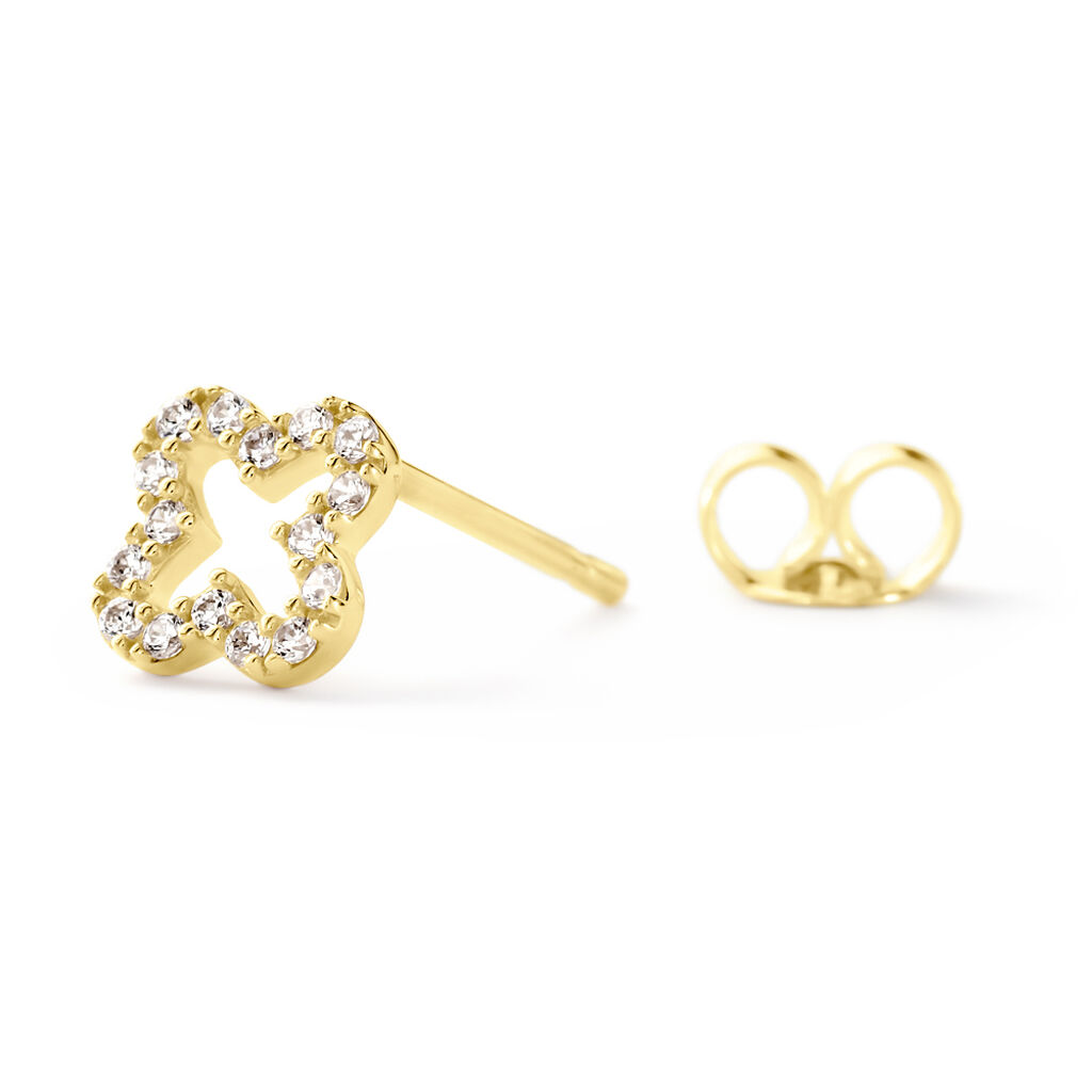 Swisscross Damen Ohrstecker Gold 375 (9 Karat) Zirkonia Wei&szlig; Blume