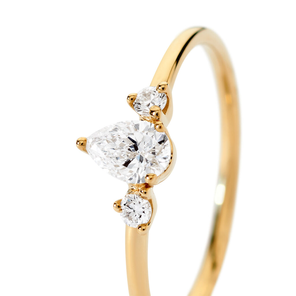 ALYSSA Damen Ring Gold 375 (9 Karat) Synthetischer Diamant Wei&szlig; 0,21 ct