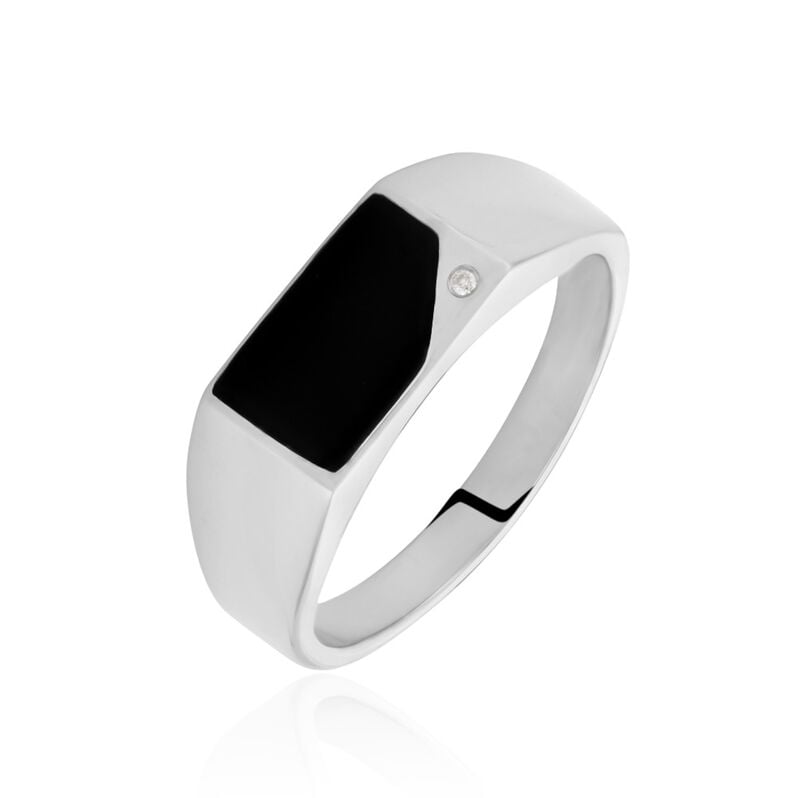 Chevalière Argent Rhodié Python Email Et Oxyde De Zirconium - Spannringe Herren | OROVIVO