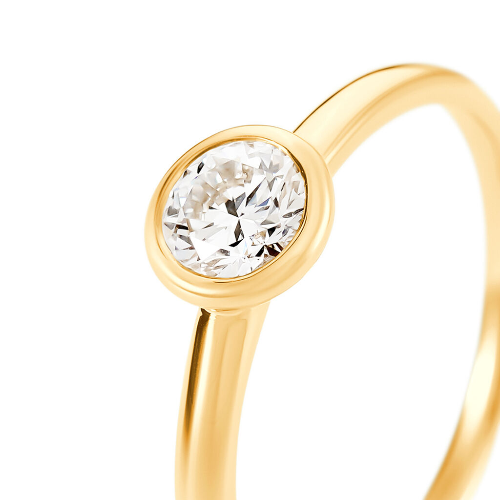 MOANA Damen Ring Gold 585 (14 Karat) Synthetischer Diamant Wei&szlig; 0,25 ct