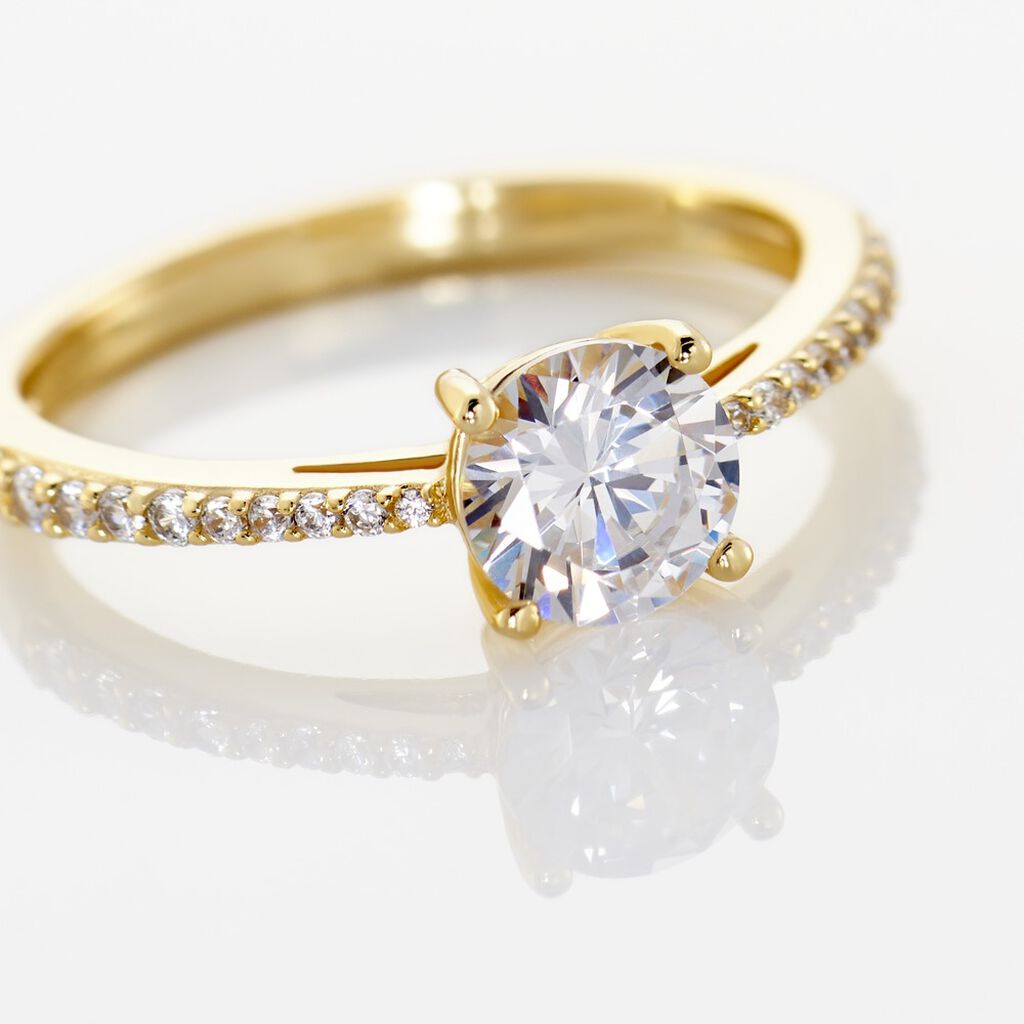 Damen Ring Silber vergoldet 925 Zirkonia Paulina 1,70mm  - Verlobungsringe Damen | OROVIVO