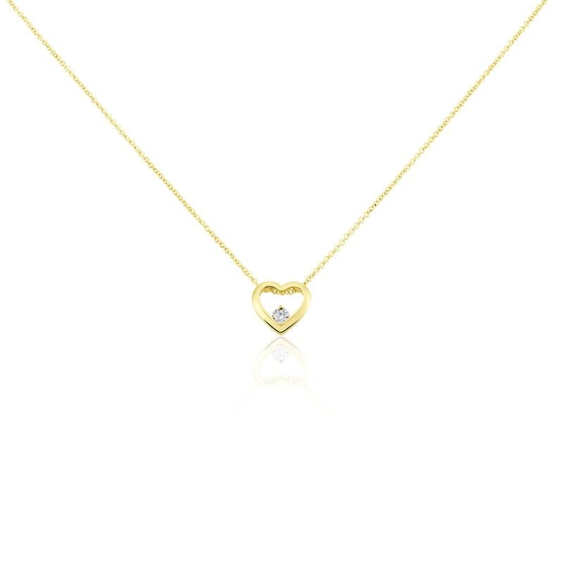 Damen Collier Vergoldet 750 Zirkonia Wei&szlig; 0,06 ct - Halsketten Damen | OROVIVO