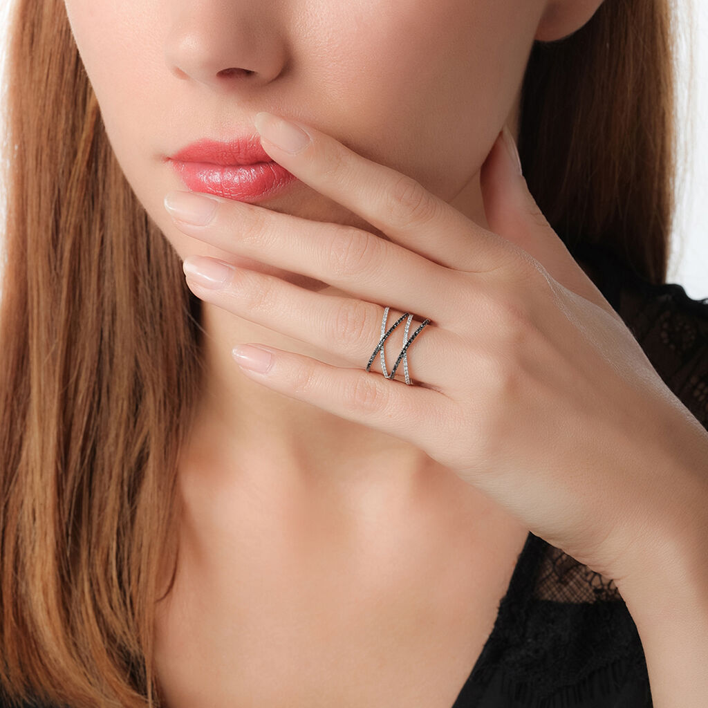 Bague Crescence Or Blanc Diamant - Spannringe Damen | OROVIVO