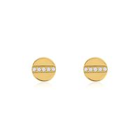 CRYSTAL Damen Ohrstecker Titan vergoldet Zirkonia Weiß 0,05 ct Kreis