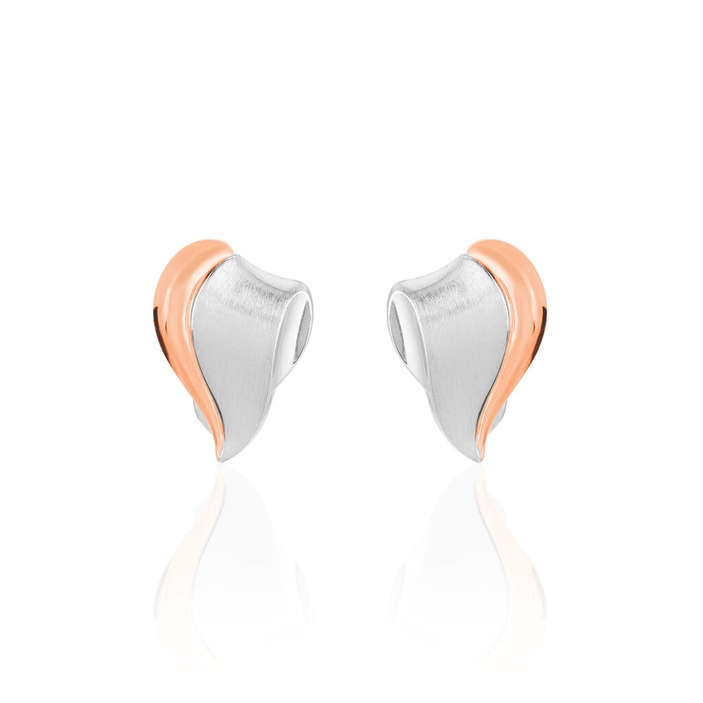 Damen Ohrstecker Silber Bicolor 925 Welle