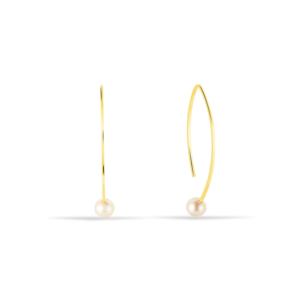 HESSA Damen Ohrringe Lang Gold 375 (9 Karat) Zuchtperle Perlmutt