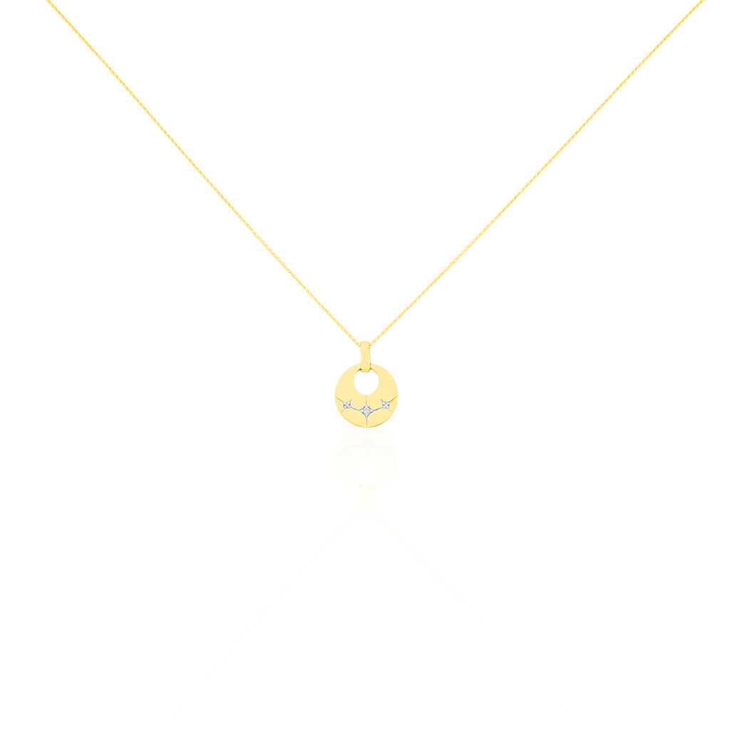 HEIKE Damen Collier Gold 375 (9 Karat) Zirkonia Wei&szlig; 0,01 ct Stern