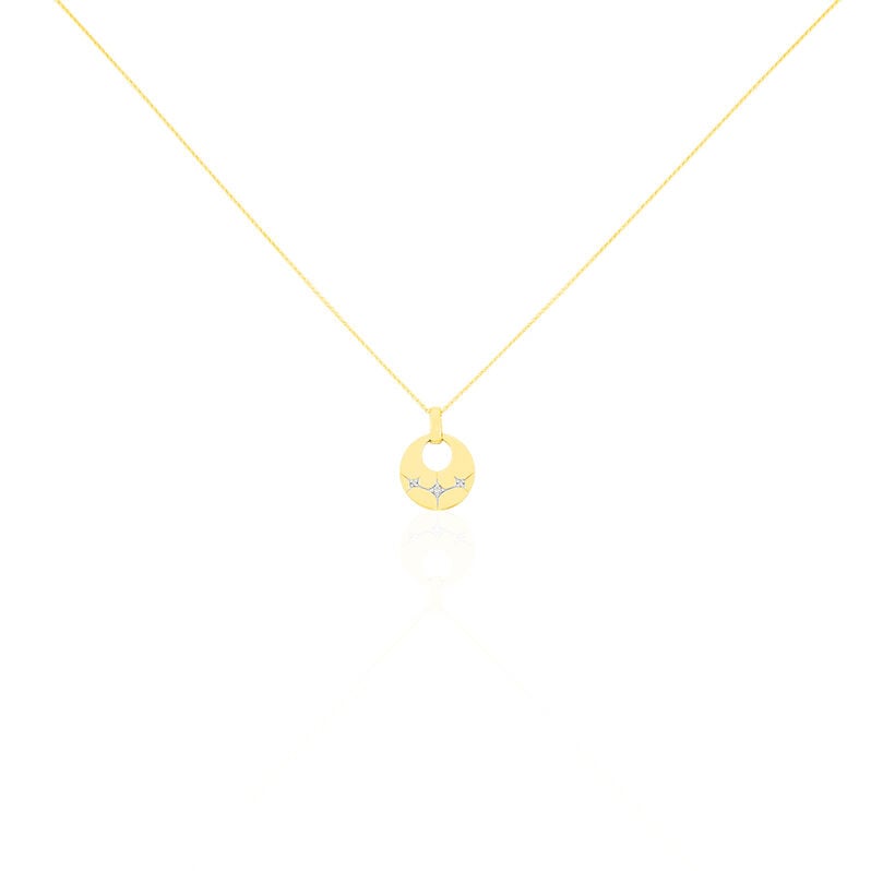 HEIKE Damen Collier Gold 375 (9 Karat) Zirkonia Wei&szlig; 0,01 ct Stern - Halsketten Damen | OROVIVO