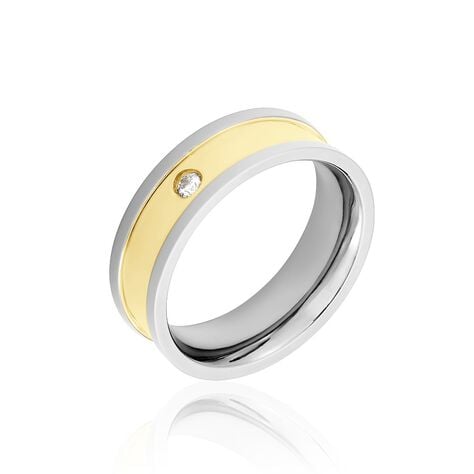 Damen Ring Titan Bicolor Gelb/Silber Zirkonia 6,00mm  - Ringe mit Stein Damen | OROVIVO