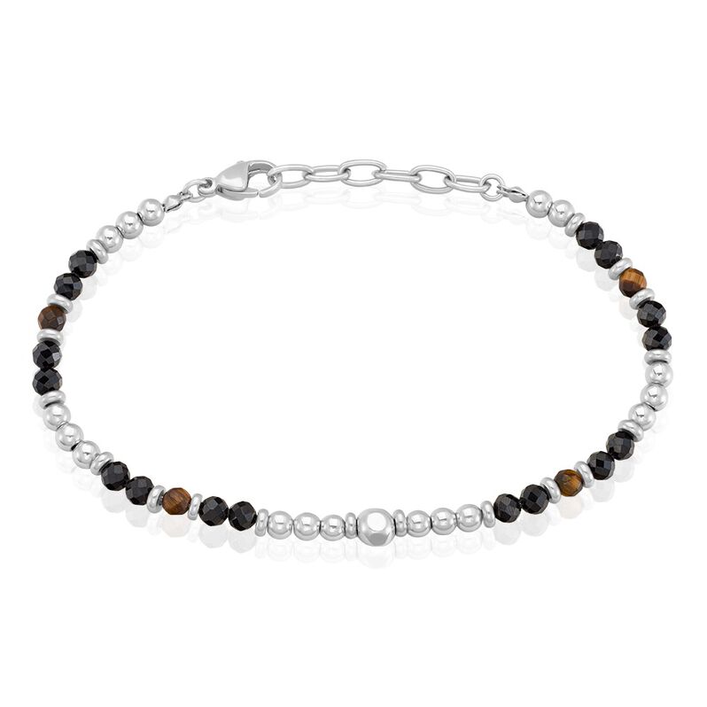 Bracelet Risor Acier Weiss Oeil De Tigre Agate - Spannringe Herren | OROVIVO