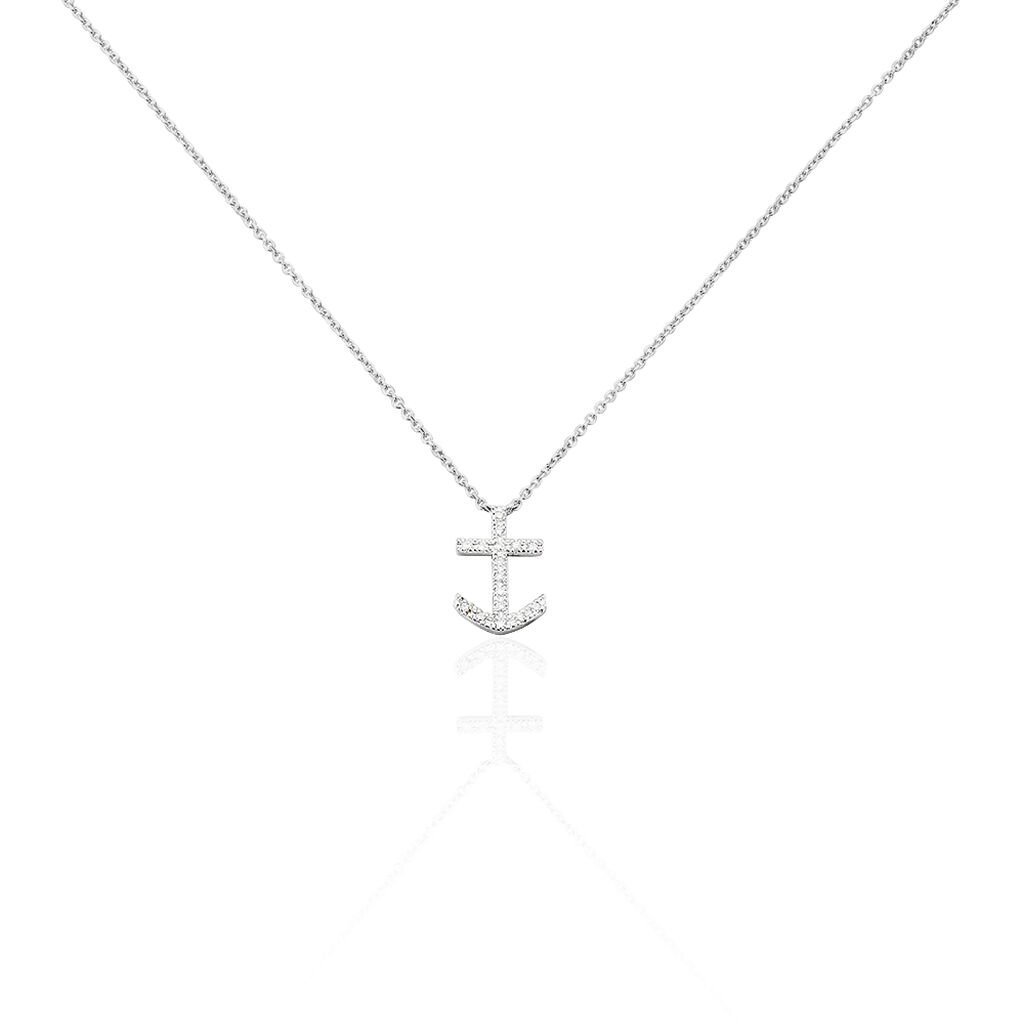 Collier Or Weiss Eloissia Ancre Diamants - Spannringe Damen | OROVIVO