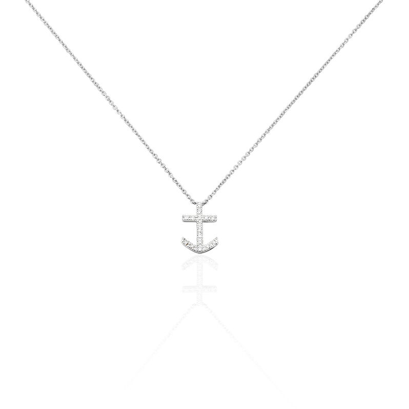 Collier Or Weiss Eloissia Ancre Diamants - Spannringe Damen | OROVIVO