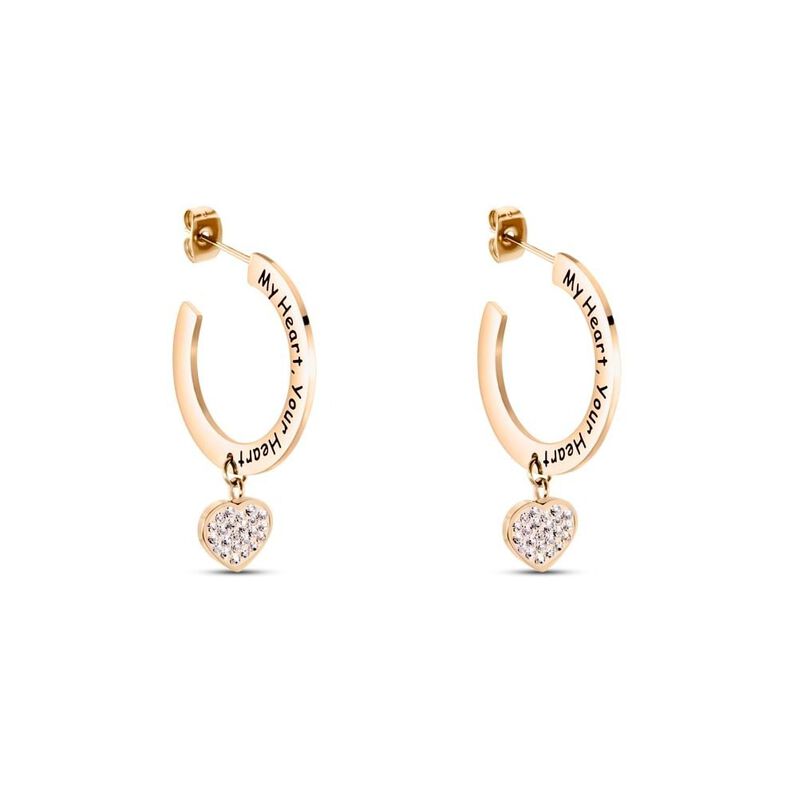 Orecchini A Cerchio Sunrise Acciaio Rosa Cristallo - Spannringe Damen | OROVIVO