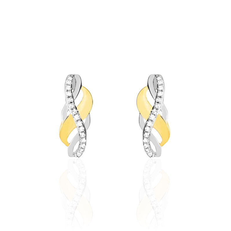 Boucles D'oreilles Puces Helene Or Bicolore Diamant - Spannringe Damen | OROVIVO