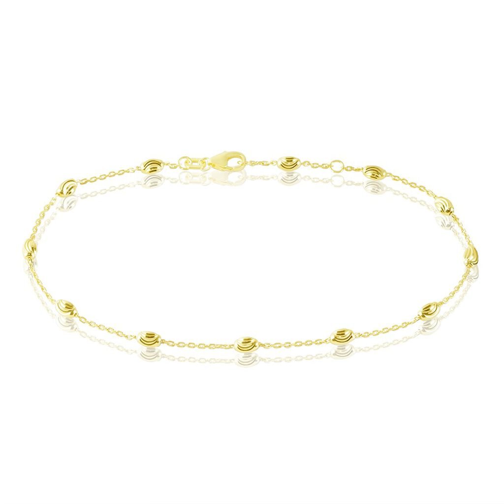 Thumbnail - Damen Fußkettchen Silber 925 Gold vergoldet Perlen, Fußkette ohne Stein