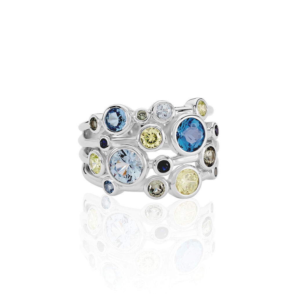TORI Damen Ring Silber 925 Glas Blau 0,47 ct, Ring mit Stein