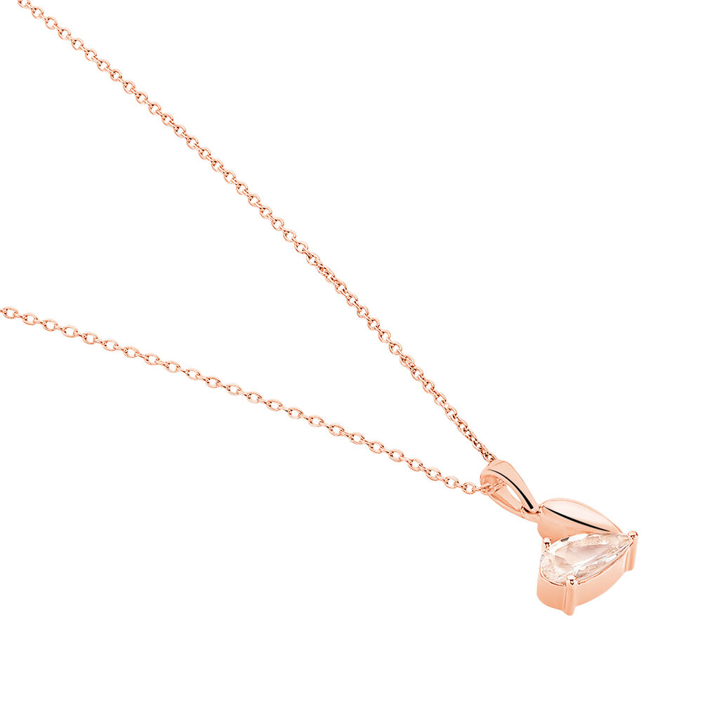 PINKY Damen Collier Rosegold 375 (9 Karat) Morganit Ros&eacute; Bl&uuml;tenblatt