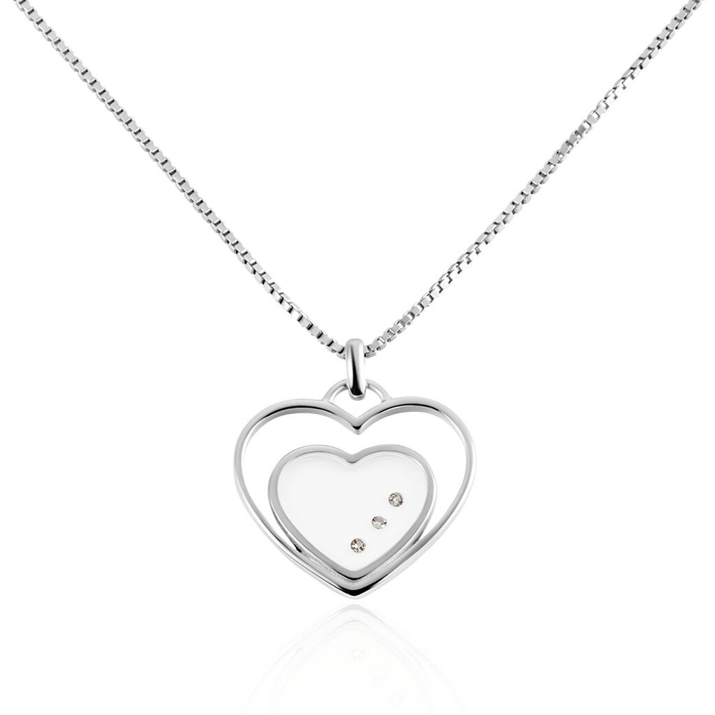 Damen Collier Silber 925 Diamant 0,03ct Herz - Halsketten Damen | OROVIVO