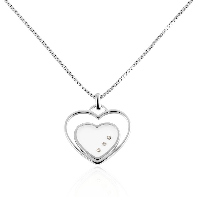 Damen Collier Silber 925 Diamant 0,03ct Herz - Halsketten Damen | OROVIVO